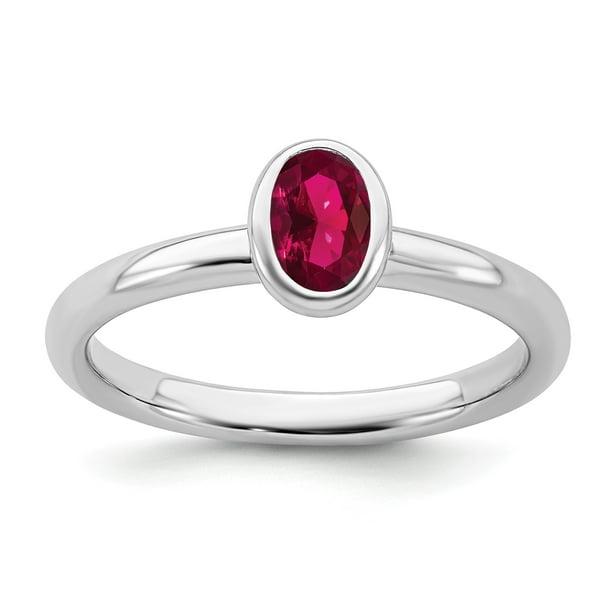 Sterling Silver Stackable Bezel Set Created Ruby 2.25mm Band Size 8 Sterling Silver Stackable Bezel Set Created Ruby 2.25mm Band Size 8